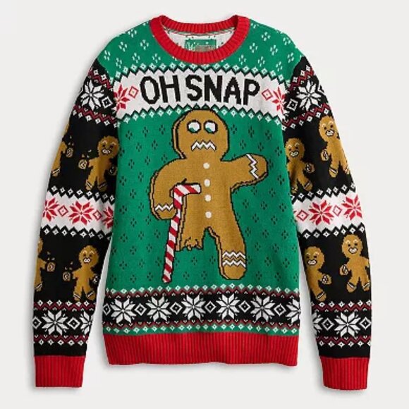NEW NWT Men's Gingerbread OH SNAP Christmas Holiday Ugly X-Mas Sweater M-3XL - Picture 1 of 3